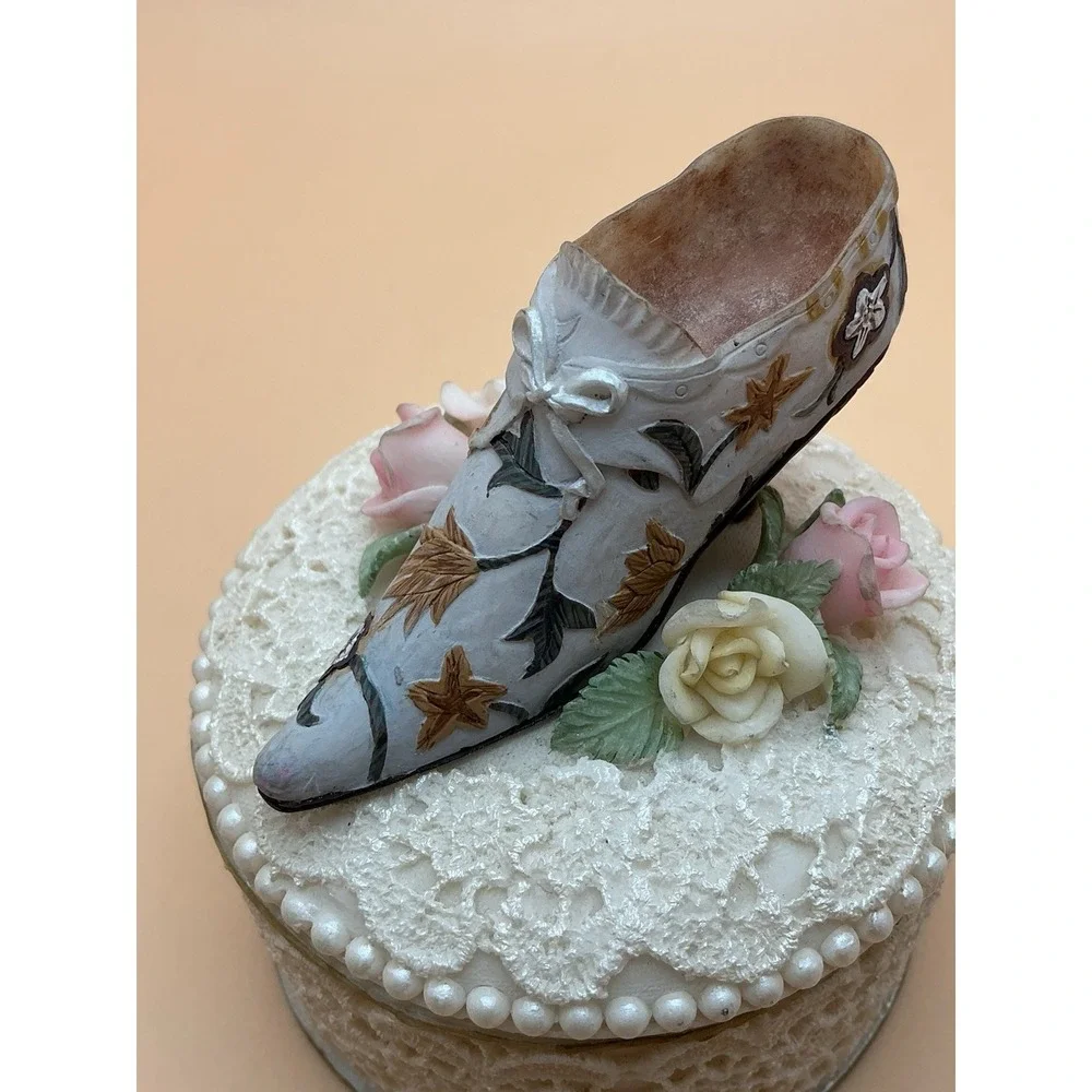 Vintage Victorian Style Shoe‎ Trinket Jewelry Box